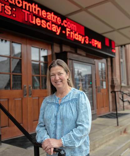Amy Heflin, seen here by Northampton’s Academy of Music, is one of 12 finalists for the 2024 Valley Voices Story Slam crown.